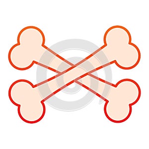 Crossbones flat icon. Two crossed bones. Halloween party vector design concept, gradient style pictogram on white