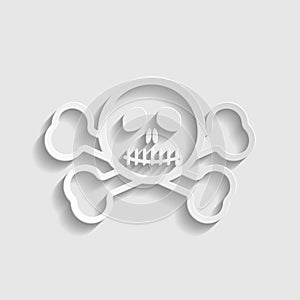 Crossbones sign. Paper style icon. Illustration