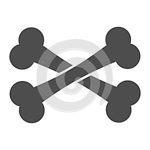 Crossbones solid icon. Two crossed bones. Halloween party vector design concept, glyph style pictogram on white