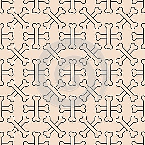 Crossbones texture in outline style vector stock illustration. Seamless pattern design template. Skintone, Beige color theme photo