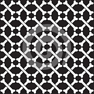 Crossbones vector stock illustration. Seamless pattern design template. Black and white color theme