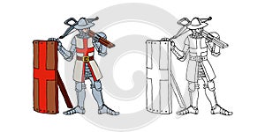 A crossbowman in medieval armor. A crusader with a crossbow.