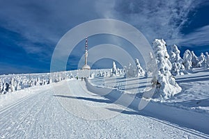 Crosscountry Skiing Way in Jesenik Mountain and Television Transmitter Praded