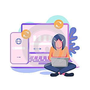 Crossdevice syncing flat style illustration design