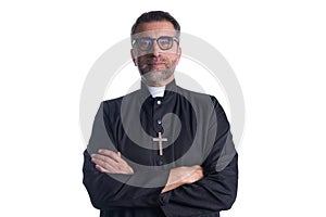 Crossed arms priest portrait senior