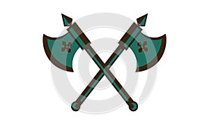 Crossed Axes, Crossed Broad axe, medieval axe, Battle axe, executioner axe in vector