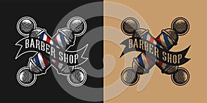 Crossed Barber Pole Logo Designs