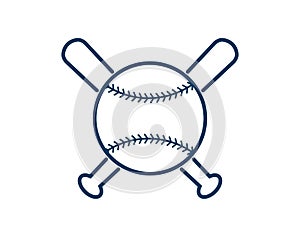 Crossed Baseball Bats and Ball. Baseball logo Template. Split, circle monograms. Criss Cross Bats.