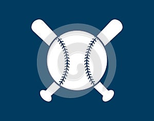 Crossed Baseball Bats and Ball. Baseball logo Template. Split, circle monograms. Criss Cross Bats