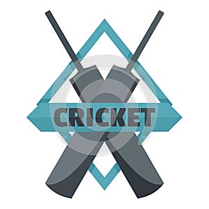 Crossed bats cricket logo, flat style