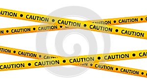 Crossed caution tapes. Yellow and black warning stripes. Repeating construction, hazard, danger sellotapes. Restriction