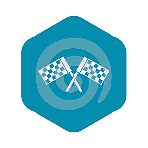 Crossed chequered flags icon, simple style