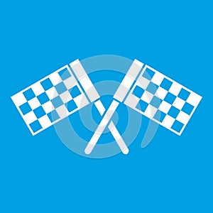 Crossed chequered flags icon white