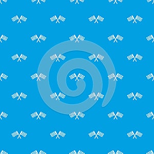 Crossed chequered flags pattern seamless blue