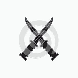 Crossed dagger or knives icon or logo isolated on white