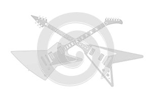 Crossed Electric Guitars White Background