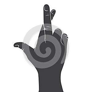 Crossed fingers hand gesture, fake promise and lies superstition sign, good luck symbol