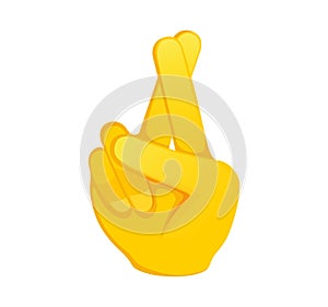 Crossed fingers icon. Yellow gesture emoji vector