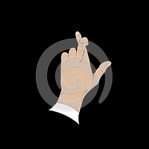 Crossed fingers sign. Realistic vector hand