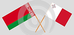 Crossed flags of Belarus and Malta