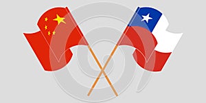 Crossed flags of Chile and China