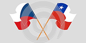 Crossed flags of Chile and Czech Republic