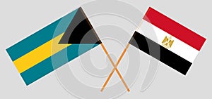 Crossed flags of Egypt and Bahamas