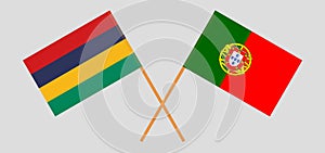 Crossed flags of Mauritius and Portugal
