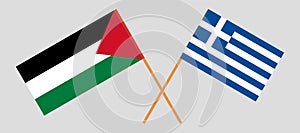 Crossed flags of Palestine and Greece