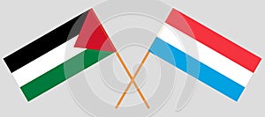 Crossed flags of Palestine and Luxembourg