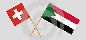 Crossed flags of Sudan and Switzerland