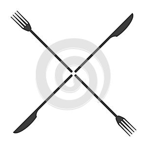 Crossed forks and knives. Flat vector illustration isolated on white