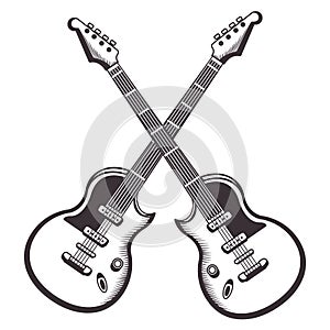 Crossed guitars drawn tattoo icon