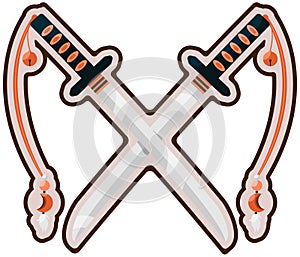 Crossed katanas.