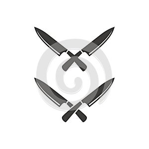 Crossed kitchen knifes vector icon