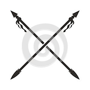 Crossed for medieval spear / lance weapon flat icons