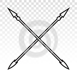 Crossed for medieval spear / lance weapon line art icons