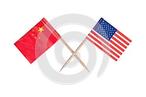 Crossed mini flag USA and China