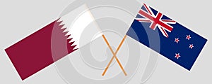 Crossed New Zealand and Qatari flags