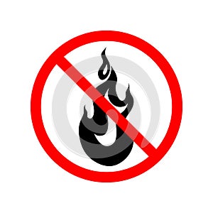 A crossed-out flame in a circle, a sign forbidding the lighting of fires and bonfires