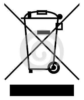 The Crossed Out Wheelie Bin With Bar Symbol, Waste Electrical and Electronic Equipment recycling sign, vector illustration. photo
