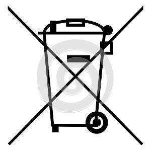 The Crossed Out Wheelie Bin Symbol, Waste Electrical and Electronic Equipment recycling sign, vector illustration.