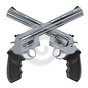 Crossed Revolvers, guns. 3D rendering