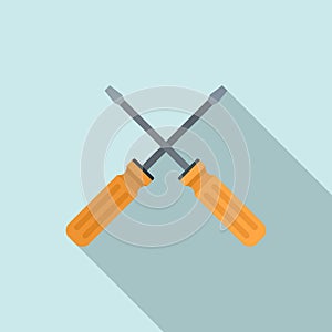 Crossed screwdrivers icon, flat style