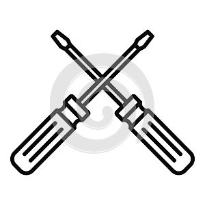 Crossed screwdrivers icon, outline style