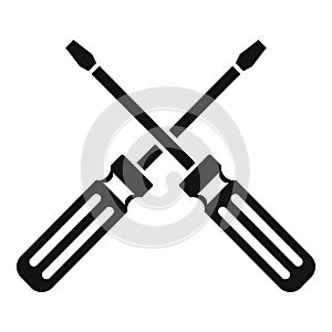 Crossed screwdrivers icon, simple style