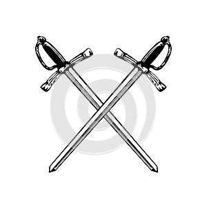 Crossed swords vector illustration photo