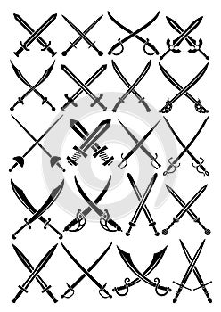 Crossed Swords Vector Collection in White Backgrou