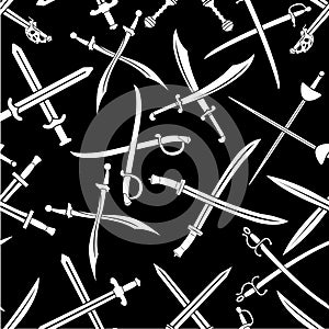 Crossed Swords Vector Seamless Pattern