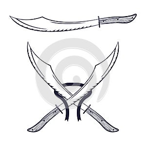 Crossed swords on a white background.